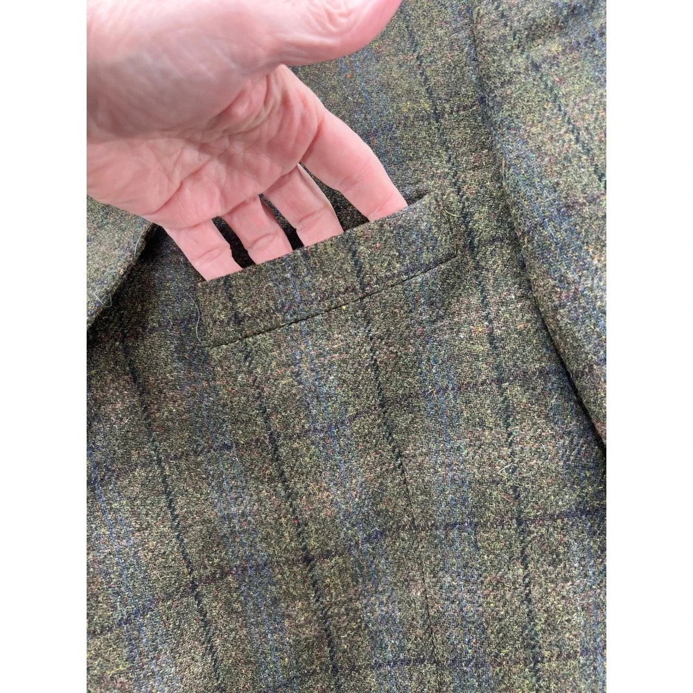 Richie Bland American Legend Blazer Sport Coat Mens 46 Lambswool Olive Plaid